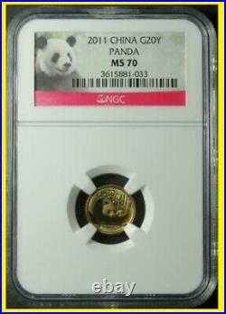 2011 CHINA 999 GOLD+SILVER PANDA 6 COINS PERFECT SET NGC MS 70 all PANDA LABEL