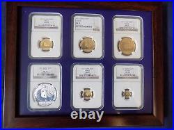 2011 China Gold Panda 6 Coins Perfect Ngc Ms 70 Complete 1 Rare Set