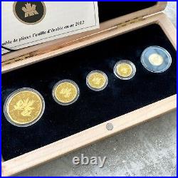 2012 Canada 5 Nines Pure. 99999 Gold Coin Fractional Set 1.44oz