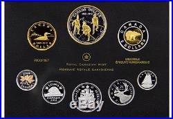 2012 Canada 99.99% pure silver+gold Proof Set of 8 coins, 1812 War, BOX + COA