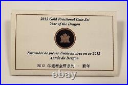 2012 Canada The Year of the Dragon 4 Coin Pure Proof Gold Fractional Set withOGP