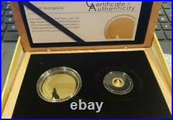 2013 1/2 Oz Silver + 0.5g Pure Gold 500 Togrog MONGOLIAN WOLF Nature Coin Set