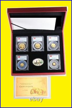 2013 China 1.9 Oz Pure Gold Panda Prestige 6 Coins Set Pcgs Ms 70 First Strike