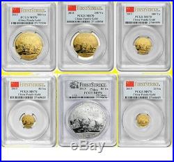 2013 China 3 Oz Pure Gold&silver Panda 6 Coins Set Pcgs Ms 70 First Strike