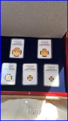 2013 Mexico Mexican Libertad 5 Coin Proof Gold Set Box & COA PERFECT 70 All