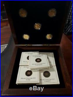 2013 O Canada 5 Pure Gold Coin Set with Wooden Maple Leaf Box & Certificates