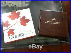 2013 O Canada 5 Pure Gold Coin Set with Wooden Maple Leaf Box & Certificates