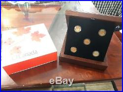 2013 O Canada 5 Pure Gold Coin Set with Wooden Maple Leaf Box & Certificates RCM