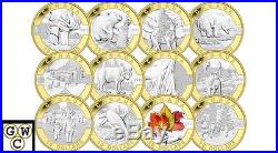 2013Special-Edition Set of 12 Gold-Plated O'Canada $10Pure Silver. 9999Fine(OOAK)