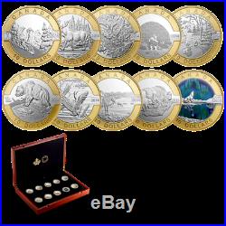 2014 $10 O Canada Pure Silver 10-Coin Set with Gold Plating SPECIAL EDITION