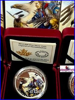 2014 $20 99.99% Pure Silver Legend Of Nanaboozhoo COMPLETE set Color+Gold Plate