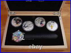 2015 $20 Looney Tunes 99.99% Pure Silver 4-Coin Set and Watch