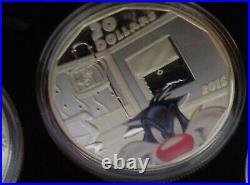 2015 $20 Looney Tunes 99.99% Pure Silver 4-Coin Set and Watch