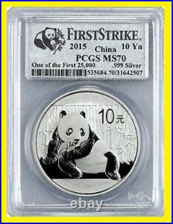 2015 China Pure 999 Gold&silver Panda 6 Coins Set Pcgs Ms 70 First Strike