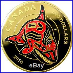 2016 500$ 3 x 5 oz. Pure Gold Coin with Enamel Mythical Realms of the Haida Set