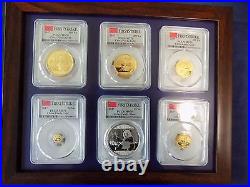 2017 China 3 Oz Pure Gold & Silver Panda 6 Coins Set Pcgs Ms 70 First Strike