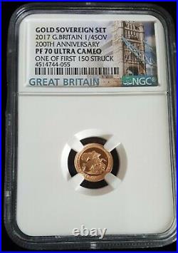 2017 Gold PROOF Sovereigns RARE Set of 5. ONLY 150 exist NGC PERFECT PF70 UC COA