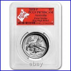 2018 2-Pc 1 oz Gold & Silver High Relief Dog Set PF-70 PCGS