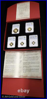 2018 Smithsonian Barbers Dragon 5 Piece Gold Proof Set with COA Box NGC PF 70 UCAM