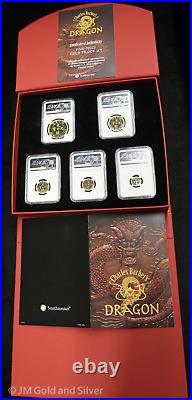 2018 Smithsonian Barbers Dragon 5 Piece Gold Proof Set with COA Box NGC PF 70 UCAM