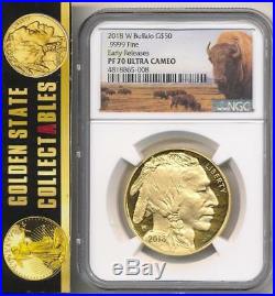 2018 W $50 Proof Gold Buffalo Ngc Pf70 Early Releases Bison Label Perfect