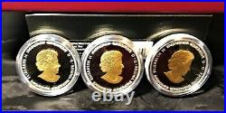 2019 CANADA. 9999 PURE SILVER + GOLD $20 x 3-COIN SET NORSE GODS +BOX/COA/CASE