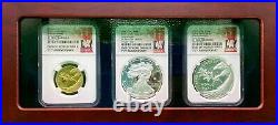 2020 75th Anniversary WWII Gold and Silver 3 Coin Set FDOI NGC PF70 V LABEL