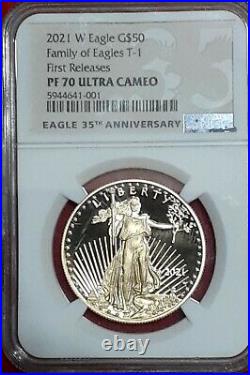 2021w T-1 GOLD 4-COIN PROOF SET NGC PF70UC PERFECT LOWER MINTAGE SET THAN T-2