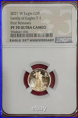 2021w T-1 GOLD 4-COIN PROOF SET NGC PF70UC PERFECT LOWER MINTAGE SET THAN T-2