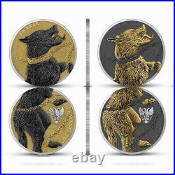 2022 Germania Beasts Fenrir Geminus Black/Gold 1 oz. 9999 Silver 2-Coin Set