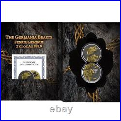 2022 Germania Beasts Fenrir Geminus Black/Gold 1 oz. 9999 Silver 2-Coin Set