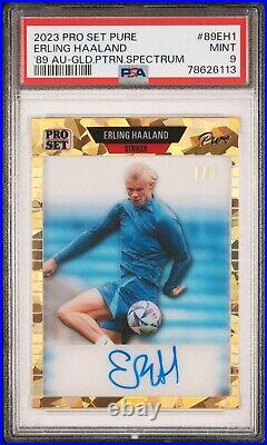 2023 Leaf Pro Set Pure'89 Autographs Erling Haaland Gold #1/3 PSA 9 MINT POP 1