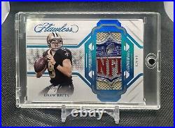 2023 Panini Flawless Drew Brees Platinum NFL Shield Patch True 1/1 One Of One