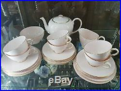 21 piece Tuscan tea set with teapot, Baby Pink and gold trim, perfect