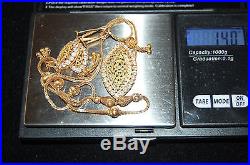 21K Gold Box Chain Necklace Pendant Earrings 14grams 21KT Pure 3PIECE SET