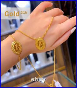 21K Real'Solid'Yellow'Gold'Twisted'Rope Ounce, Shape'Charms'Jewelry Set