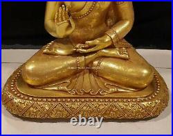 22'' pure red copper gold gilding set three Sakyamuni Amitabha Medicine Buddha