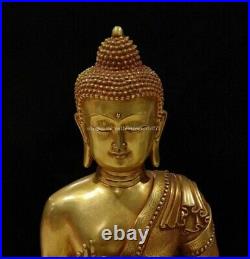 22'' pure red copper gold gilding set three Sakyamuni Amitabha Medicine Buddha