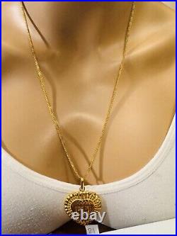 22C Solid 22K 916 DUBAI Gold 23.5/24Long Heart Love Set Necklace 2.5mm 17.2g