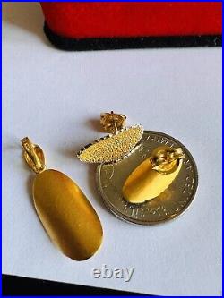 22CT 22K Solid 916 Real Gold Twotone Set Oval Shape Earring Pendant only 7.1g