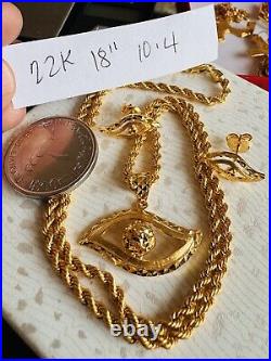 22K 916 22C Fine Real Gold 18Long Unique Eyes Set Earring & Necklace 10.4g