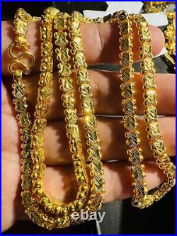 22K 916 Fine Real Dubai UAE Gold 24 Long Damascus Chain Necklace 23.8g 5.5mm