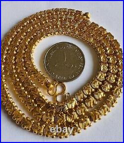 22K 916 Fine Real Dubai UAE Gold 24 Long Damascus Chain Necklace 23.8g 5.5mm