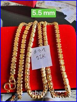 22K 916 Fine Real Dubai UAE Gold 24 Long Damascus Chain Necklace 23.8g 5.5mm