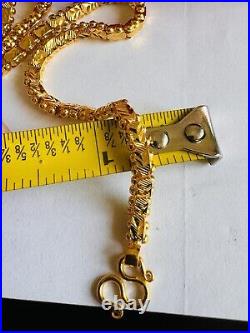 22K 916 Fine Real Dubai UAE Gold 24 Long Damascus Chain Necklace 23.8g 5.5mm