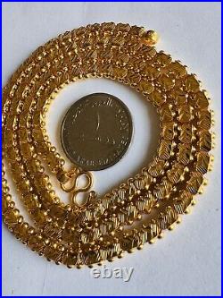 22K 916 Fine Real Dubai UAE Gold 24 Long Damascus Chain Necklace 23.8g 5.5mm