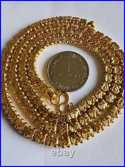 22K 916 Fine Real Dubai UAE Gold 24 Long Damascus Chain Necklace 23.8g 5.5mm