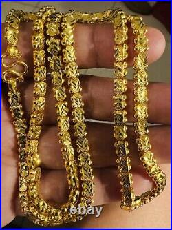 22K 916 Fine Real Dubai UAE Gold 24 Long Damascus Chain Necklace 23.8g 5.5mm