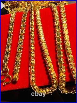 22K 916 Fine Real Dubai UAE Gold 24 Long Damascus Chain Necklace 23.8g 5.5mm