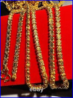 22K 916 Fine Real Dubai UAE Gold 24 Long Damascus Chain Necklace 23.8g 5.5mm